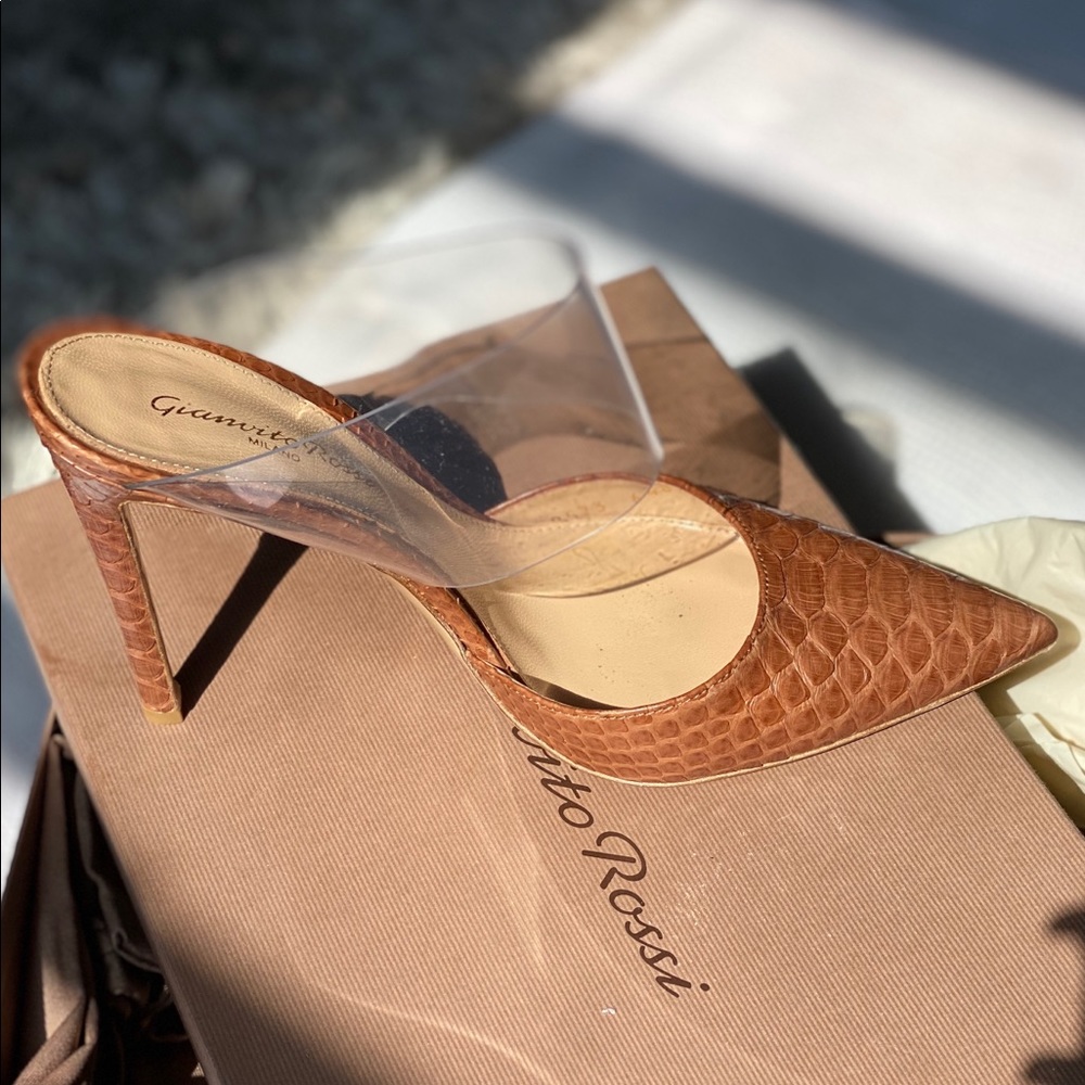 Gianvito Rossi Python Snake Leather and PVC Mules